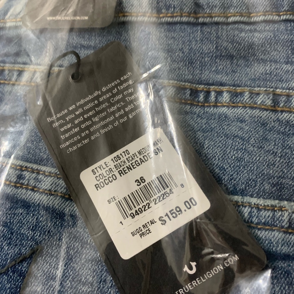 Mens True Religion Rocco Renegade Straight Leg Jeans Medium Wash. - Picture 3 of 3